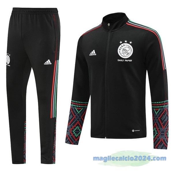 Set Completo Ropa Deportiva Con Cremallera Larga Ajax 2022 2023 Nero Poco Prezzo