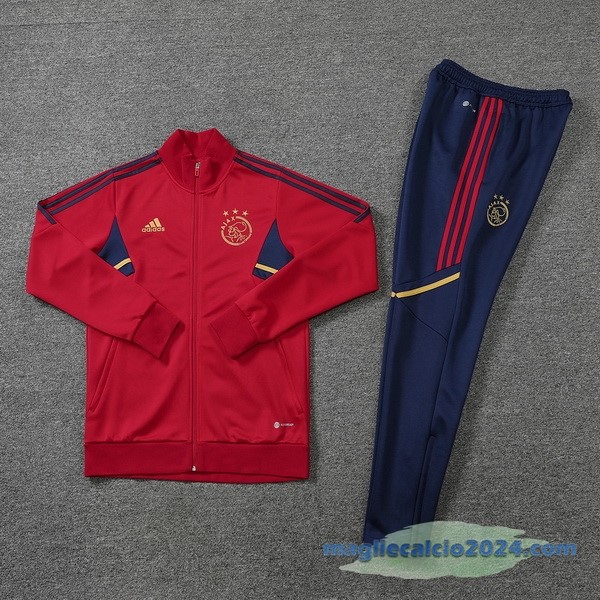 Set Completo Ropa Deportiva Con Cremallera Larga Ajax 2022 2023 Purpureo II Rosso Poco Prezzo