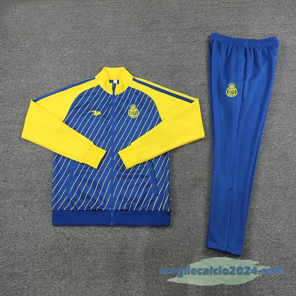 Set Completo Ropa Deportiva Con Cremallera Larga Al Nassr 2023 2024 Azul Giallo Poco Prezzo