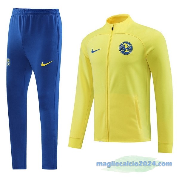Set Completo Ropa Deportiva Con Cremallera Larga América 2023 2024 Azul Giallo Poco Prezzo