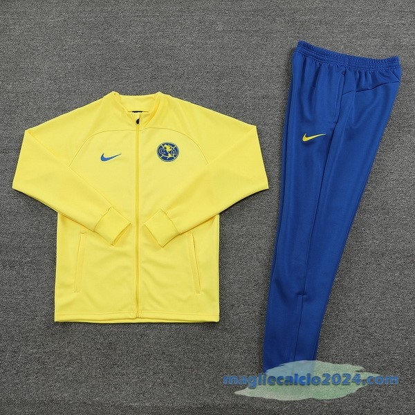 Set Completo Ropa Deportiva Con Cremallera Larga América 2023 2024 Azul Giallo Poco Prezzo