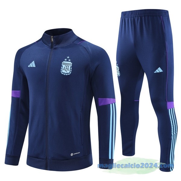 Set Completo Ropa Deportiva Con Cremallera Larga Argentina 2023 Azul II Navy Poco Prezzo