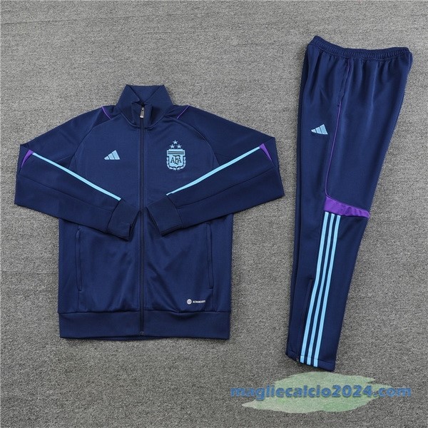 Set Completo Ropa Deportiva Con Cremallera Larga Argentina 2023 Azul II Navy Poco Prezzo