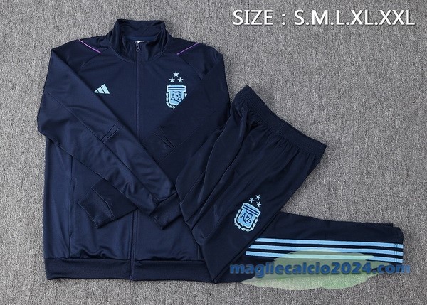 Set Completo Ropa Deportiva Con Cremallera Larga Argentina 2023 Azul Navy Poco Prezzo