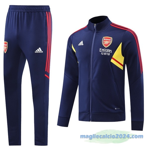 Set Completo Ropa Deportiva Con Cremallera Larga Arsenal 2022 2023 Azul Navy Giallo Poco Prezzo