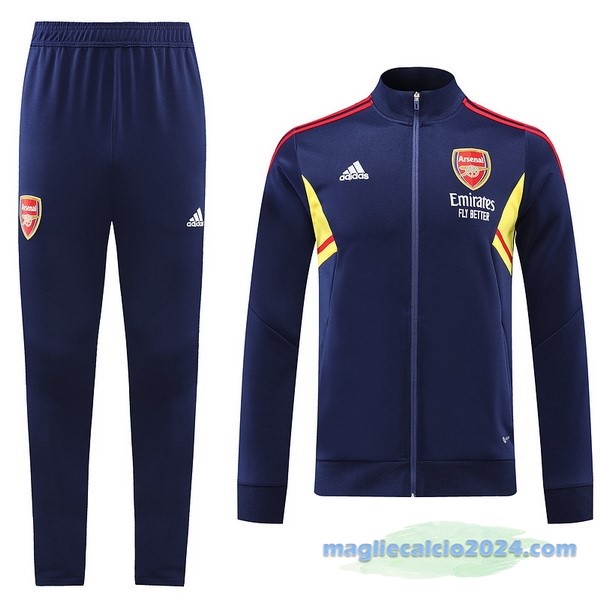 Set Completo Ropa Deportiva Con Cremallera Larga Arsenal 2022 2023 Azul Navy Giallo Poco Prezzo