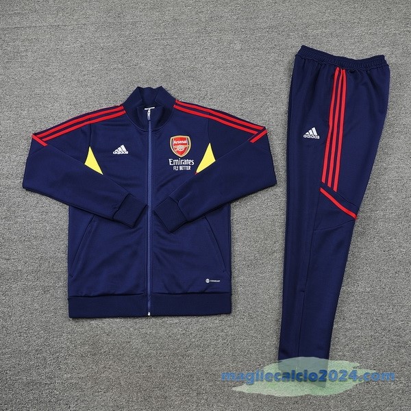 Set Completo Ropa Deportiva Con Cremallera Larga Arsenal 2022 2023 Azul Navy Giallo Poco Prezzo