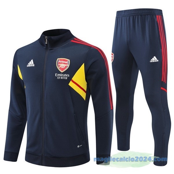 Set Completo Ropa Deportiva Con Cremallera Larga Arsenal 2022 2023 Azul Navy I Giallo Poco Prezzo