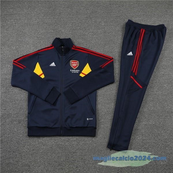 Set Completo Ropa Deportiva Con Cremallera Larga Arsenal 2022 2023 Azul Navy I Giallo Poco Prezzo