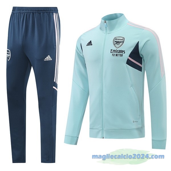 Set Completo Ropa Deportiva Con Cremallera Larga Arsenal 2022 2023 Azul Verde Poco Prezzo