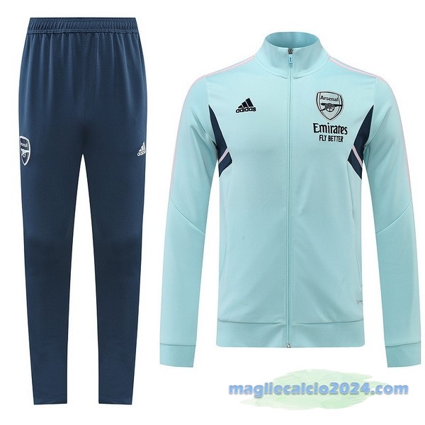 Set Completo Ropa Deportiva Con Cremallera Larga Arsenal 2022 2023 Azul Verde Poco Prezzo