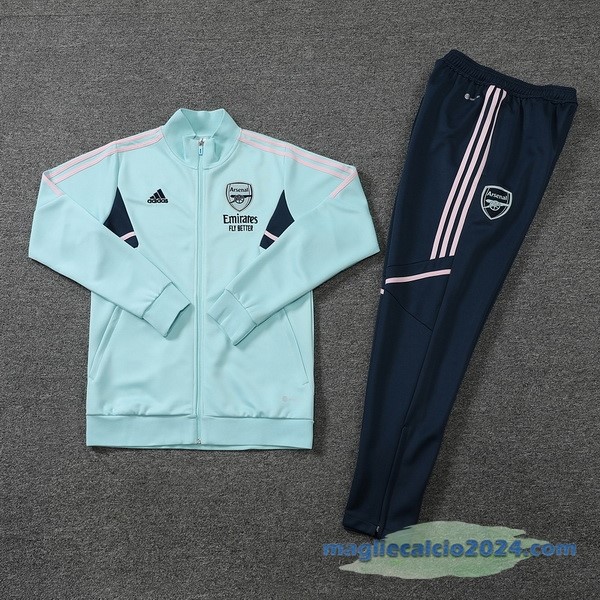 Set Completo Ropa Deportiva Con Cremallera Larga Arsenal 2022 2023 Azul Verde Poco Prezzo