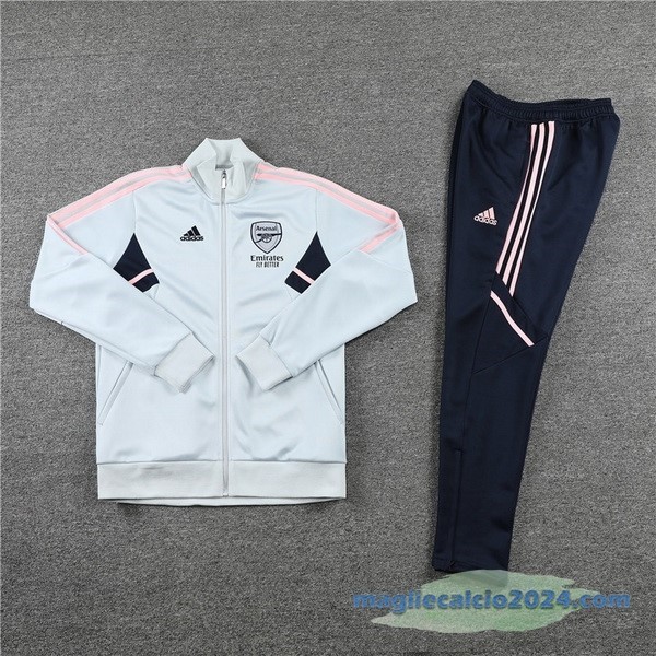 Set Completo Ropa Deportiva Con Cremallera Larga Arsenal 2022 2023 Grigio Azul Poco Prezzo