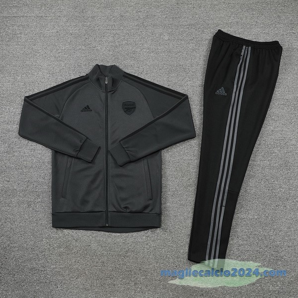 Set Completo Ropa Deportiva Con Cremallera Larga Arsenal 2022 2023 Grigio Nero Poco Prezzo