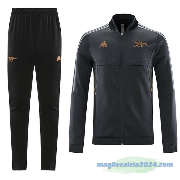 Set Completo Ropa Deportiva Con Cremallera Larga Arsenal 2022 2023 Nero Grigio Poco Prezzo