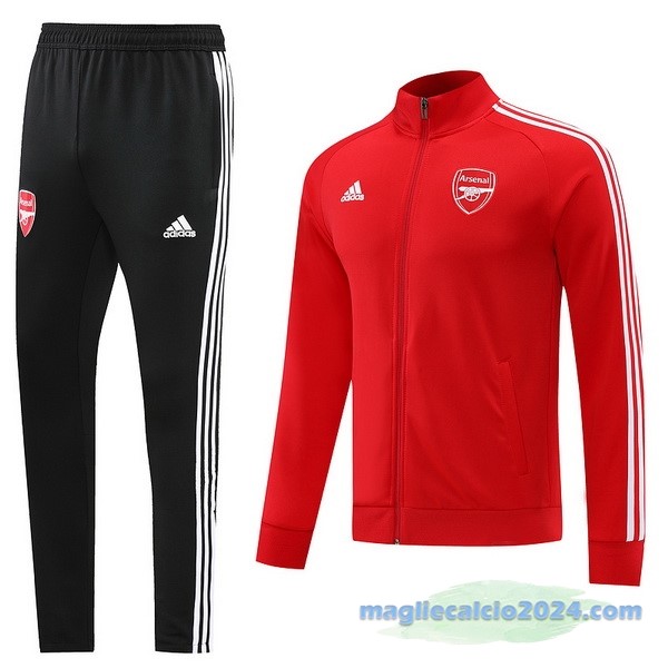 Set Completo Ropa Deportiva Con Cremallera Larga Arsenal 2022 2023 Nero Rosso Poco Prezzo