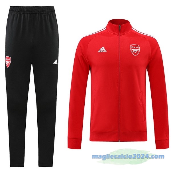 Set Completo Ropa Deportiva Con Cremallera Larga Arsenal 2022 2023 Nero Rosso Poco Prezzo