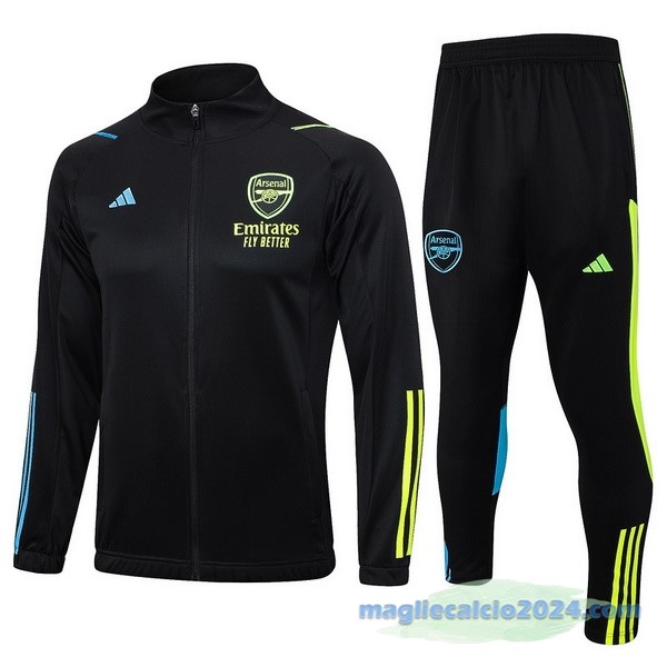 Set Completo Ropa Deportiva Con Cremallera Larga Arsenal 2023 2024 Nero Giallo Poco Prezzo