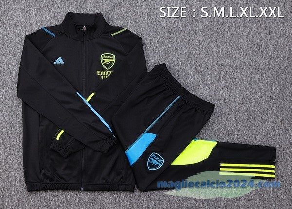 Set Completo Ropa Deportiva Con Cremallera Larga Arsenal 2023 2024 Nero Giallo Poco Prezzo