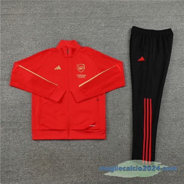 Set Completo Ropa Deportiva Con Cremallera Larga Arsenal 2023 2024 Rosso Nero Poco Prezzo