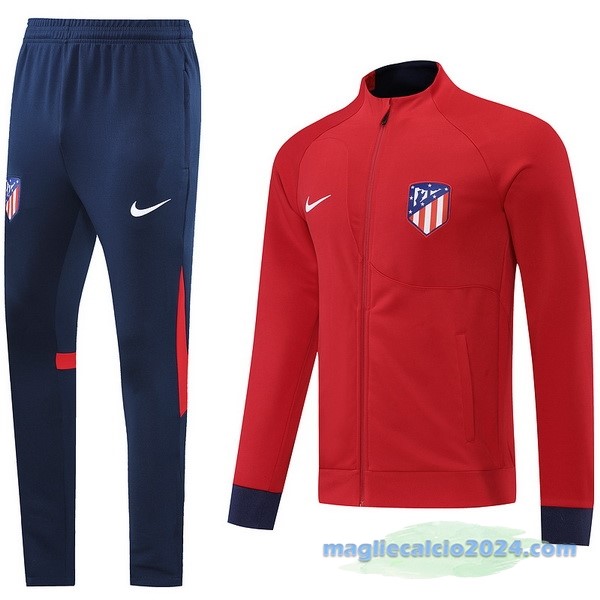 Set Completo Ropa Deportiva Con Cremallera Larga Atlético Madrid 2022 2023 Azul Rosso Poco Prezzo