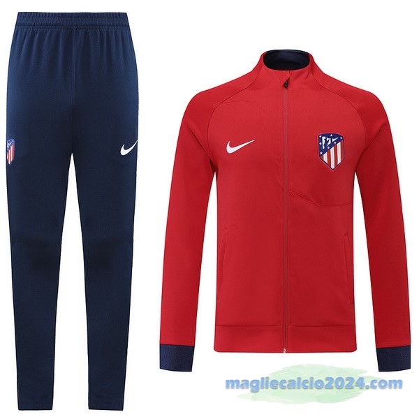 Set Completo Ropa Deportiva Con Cremallera Larga Atlético Madrid 2022 2023 Azul Rosso Poco Prezzo