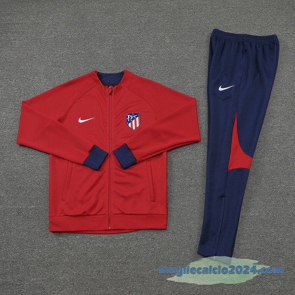 Set Completo Ropa Deportiva Con Cremallera Larga Atlético Madrid 2022 2023 Azul Rosso Poco Prezzo