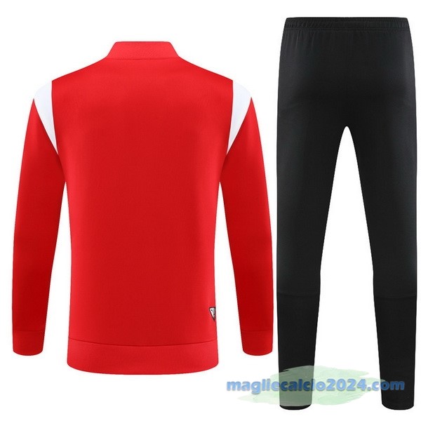 Set Completo Ropa Deportiva Con Cremallera Larga Bambino AC Milan 2023 2024 Rosso I Nero Poco Prezzo