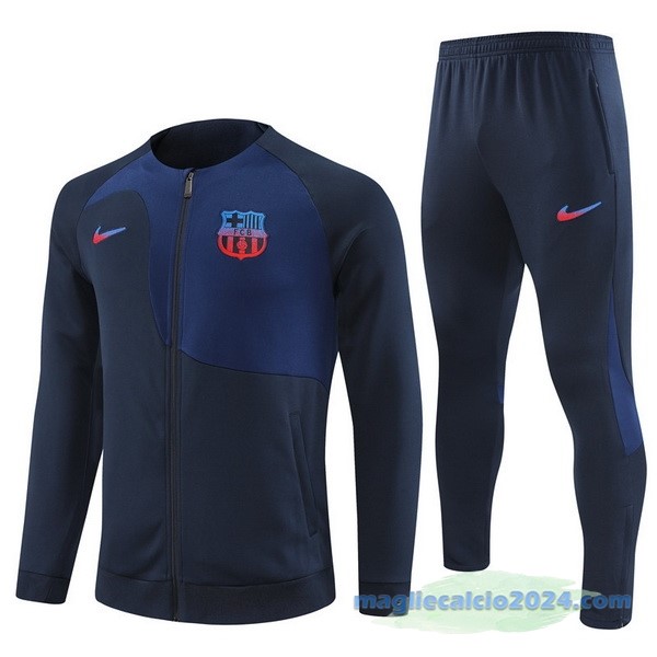 Set Completo Ropa Deportiva Con Cremallera Larga Bambino Barcelona 2022 2023 Azul I Navy Poco Prezzo