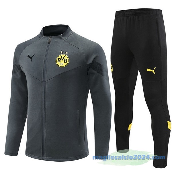 Set Completo Ropa Deportiva Con Cremallera Larga Bambino Borussia Dortmund 2022 2023 Grigio I Nero Poco Prezzo