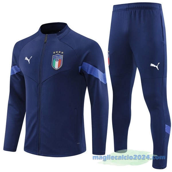 Set Completo Ropa Deportiva Con Cremallera Larga Bambino Italia 2022 Azul I Navy Poco Prezzo