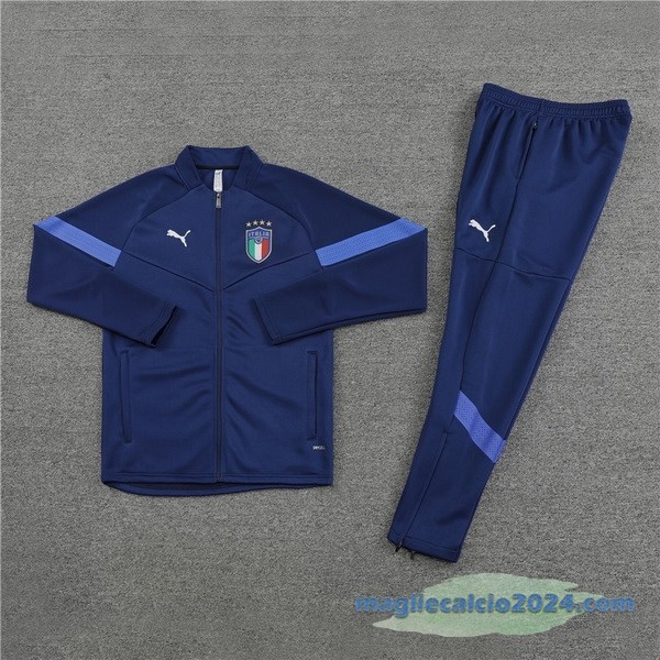 Set Completo Ropa Deportiva Con Cremallera Larga Bambino Italia 2022 Azul I Navy Poco Prezzo