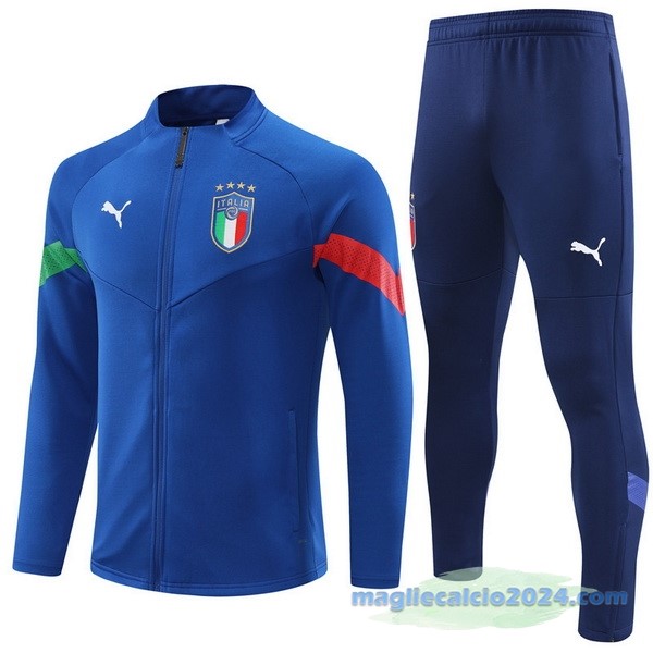 Set Completo Ropa Deportiva Con Cremallera Larga Bambino Italia 2022 IIII Azul Poco Prezzo