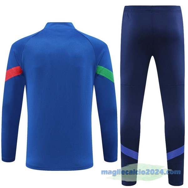Set Completo Ropa Deportiva Con Cremallera Larga Bambino Italia 2022 IIII Azul Poco Prezzo