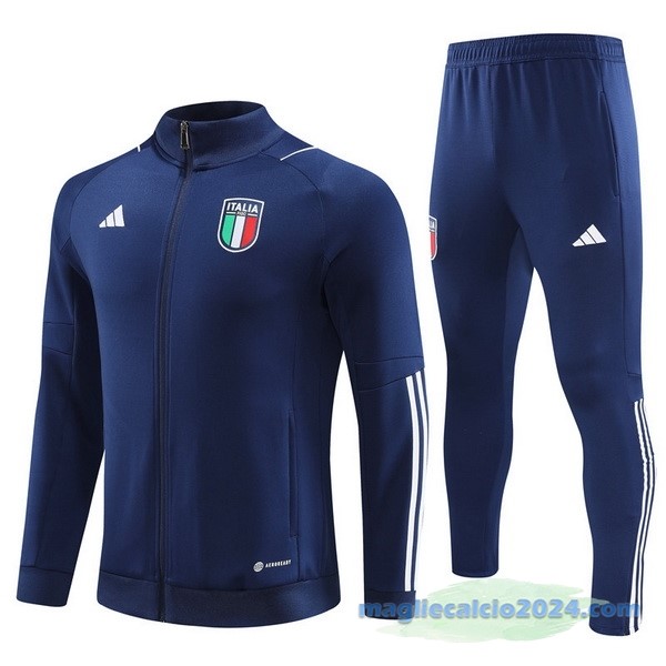 Set Completo Ropa Deportiva Con Cremallera Larga Bambino Italia 2023 Azul Navy Poco Prezzo