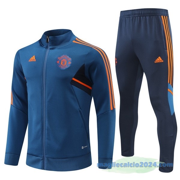 Set Completo Ropa Deportiva Con Cremallera Larga Bambino Manchester United 2022 2023 Azul Poco Prezzo