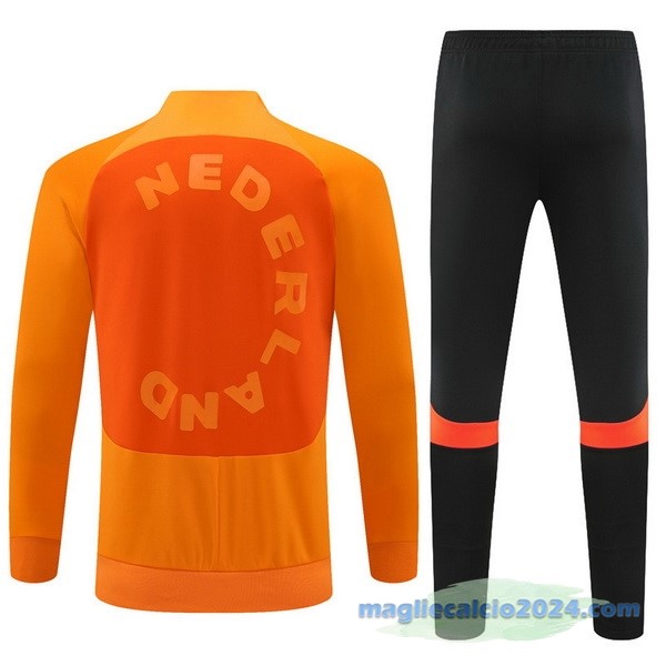 Set Completo Ropa Deportiva Con Cremallera Larga Bambino Paesi Bassi 2022 Arancione I Nero Poco Prezzo