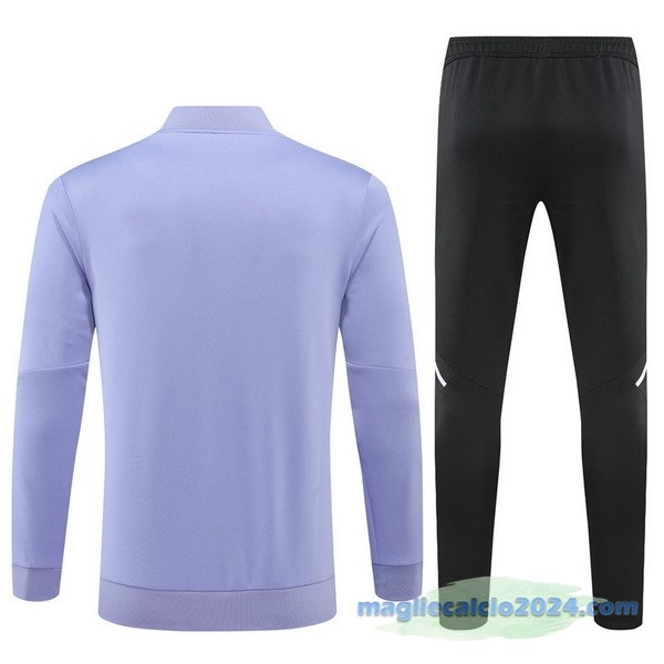 Set Completo Ropa Deportiva Con Cremallera Larga Bambino Real Madrid 2022 2023 Purpureo Nero Poco Prezzo