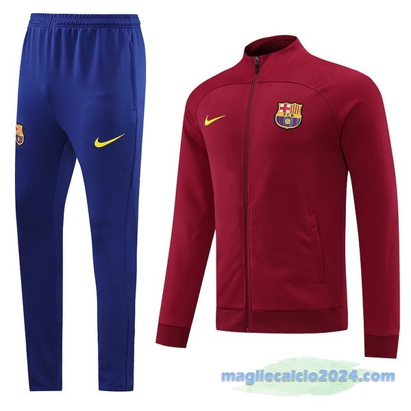 Set Completo Ropa Deportiva Con Cremallera Larga Barcelona 2022 2023 Azul I Rosso Poco Prezzo