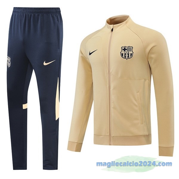 Set Completo Ropa Deportiva Con Cremallera Larga Barcelona 2022 2023 Azul Navy Giallo Poco Prezzo
