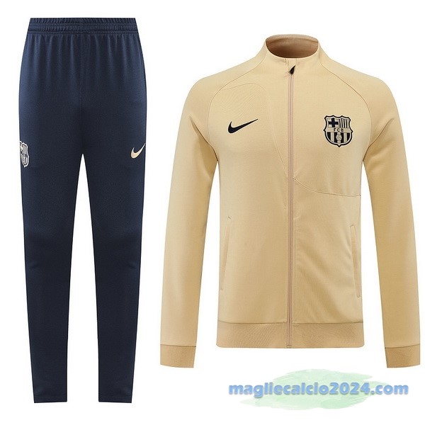 Set Completo Ropa Deportiva Con Cremallera Larga Barcelona 2022 2023 Azul Navy Giallo Poco Prezzo