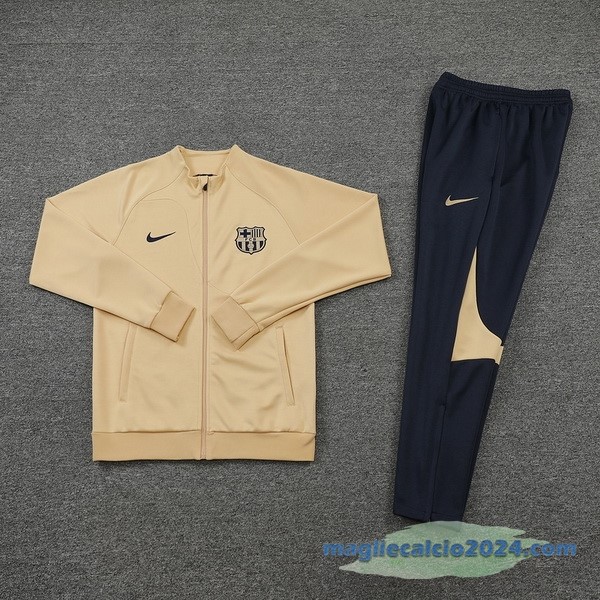 Set Completo Ropa Deportiva Con Cremallera Larga Barcelona 2022 2023 Azul Navy Giallo Poco Prezzo