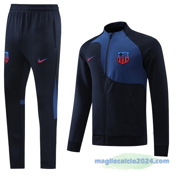 Set Completo Ropa Deportiva Con Cremallera Larga Barcelona 2022 2023 Azul Navy Poco Prezzo
