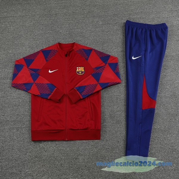 Set Completo Ropa Deportiva Con Cremallera Larga Barcelona 2022 2023 Azul Rosso Poco Prezzo