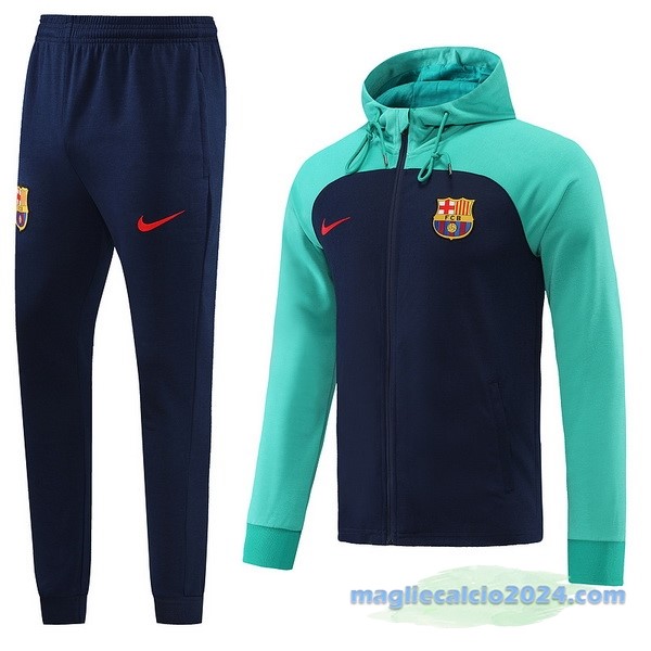 Set Completo Ropa Deportiva Con Cremallera Larga Barcelona 2022 2023 Azul Verde Poco Prezzo