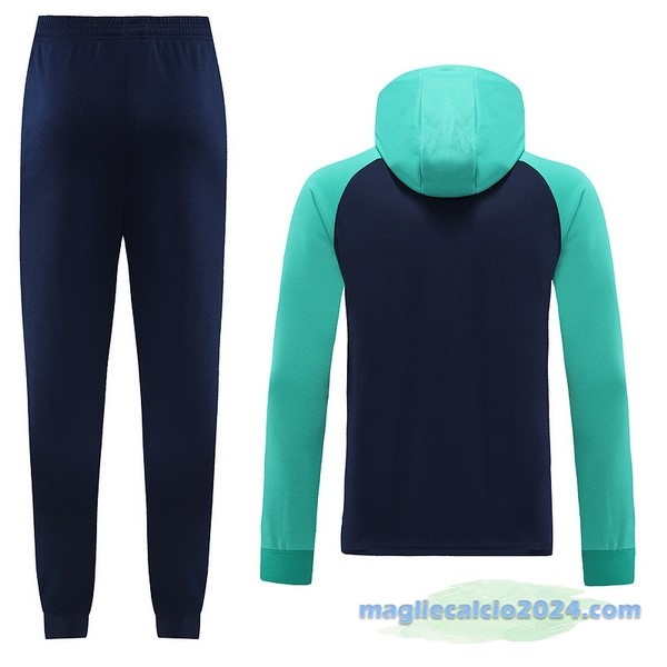 Set Completo Ropa Deportiva Con Cremallera Larga Barcelona 2022 2023 Azul Verde Poco Prezzo
