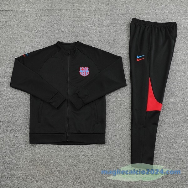 Set Completo Ropa Deportiva Con Cremallera Larga Barcelona 2022 2023 Nero Poco Prezzo
