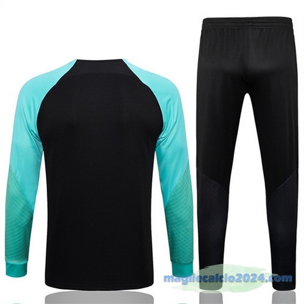 Set Completo Ropa Deportiva Con Cremallera Larga Barcelona 2022 2023 Nero Verde Poco Prezzo