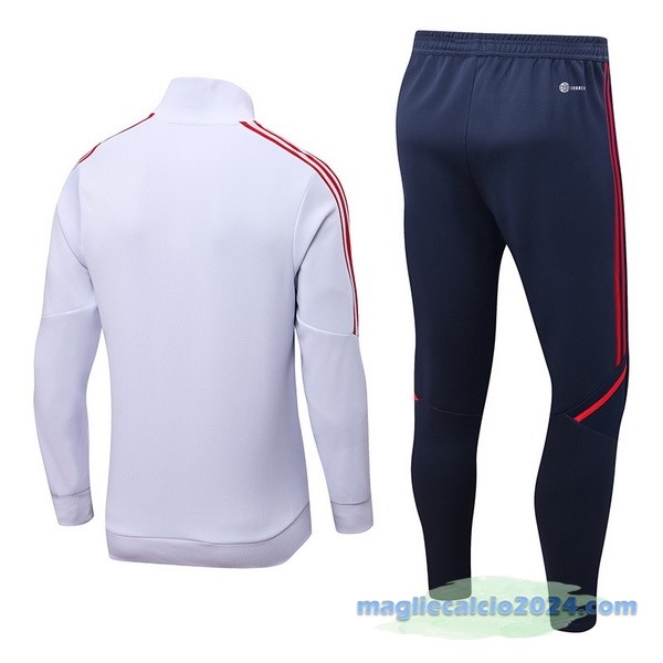Set Completo Ropa Deportiva Con Cremallera Larga Bayern Múnich 2022 2023 Bianco Azul Rosso Poco Prezzo
