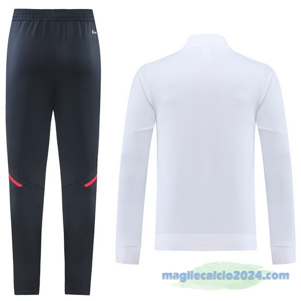 Set Completo Ropa Deportiva Con Cremallera Larga Bayern Múnich 2022 2023 Grigio Bianco Poco Prezzo